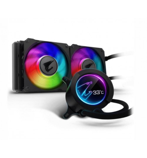 Gigabyte Aorus LIQUID COOLER 240 with 60x60mm circular full color LCD Display RGB Fusion 2.0 Dual 120mm ARGB Fans